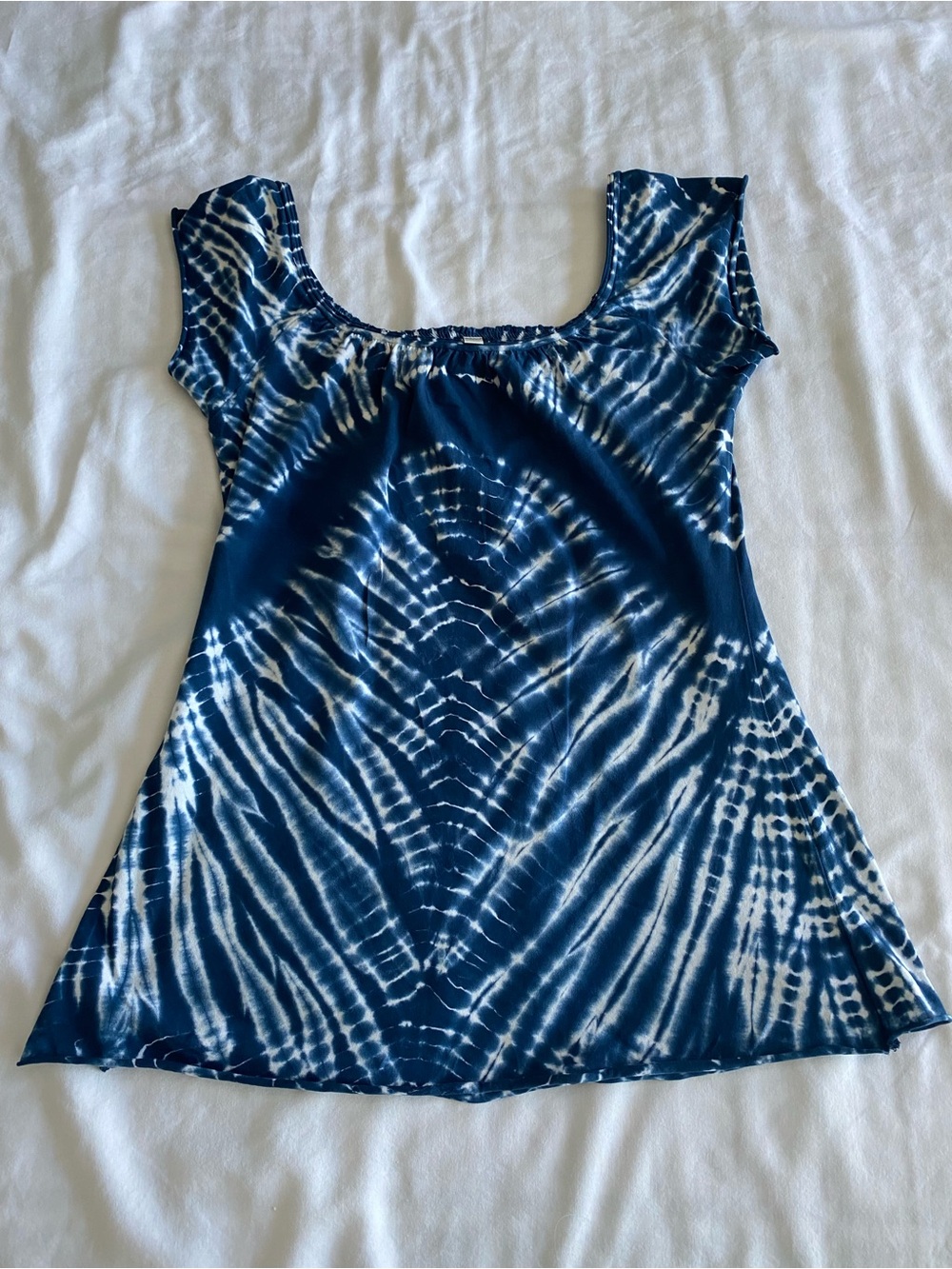 Ojai Blue Tie-Dye Scoop Neck Women's Top